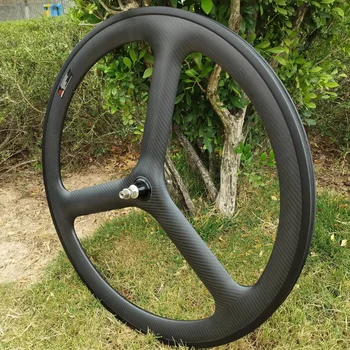 700C 3-спицевые карбоновые гусеничные колеса Трехспицевые односкоростные велосипедные колеса с фиксированной передачей трубчатый довод