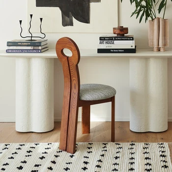 Досуг Дизайнерский домашний стул для учебы со спинкой в скандинавском стиле, простой стул из массива дерева, мебель для столовой