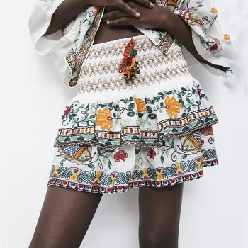 Мини-юбки из белого хлопка с цветочной вышивкой AYUALIN Для женщин, осень 2022, Винтажная, Бохо, этническая, многослойная, шикарная короткая юбка с кисточками