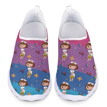 WHEREISART, Новая дышащая стоматологическая обувь на плоской подошве, женские летние кроссовки с принтом феи из мультфильма для девочек