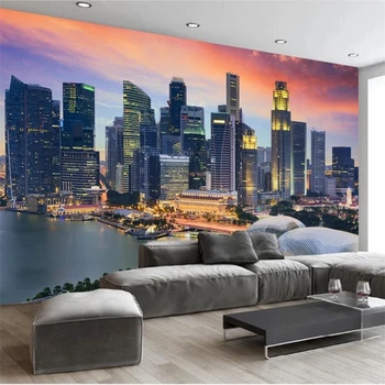 бейбеханг Пользовательские обои 3d фрески оживленный ночной вид Сингапура ТВ фон обои для домашнего декора 3d papel de parede