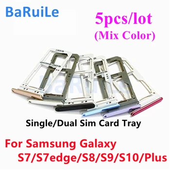 BaRuiLe 5шт Один Слот Для Лотка С Двумя Sim-Картами Для SamSung Glaxy S7 Edge S8 S9 S10 Plus Nano Micro SD Держатель Запасные Части