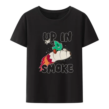 Футболка Up in Smoke с забавным графическим интересным принтом и дышащими подарочными буквами в том же стиле Blusa, популярная одежда из аниме, тренд Camisa