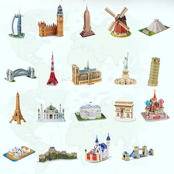 Знаменитая строительная модель, 3D бумажные игрушки-пазлы, экскурсия по Белому дому, Эйфелева Башня, развивающие игрушки для детей, подарок малышу