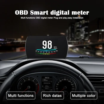 Головной Дисплей P12 OBD2 HUD Тахометр Скорости автомобиля об/мин Расход топлива Цифровой Дисплей Аксессуары Для Автомобильной Электроники OBD2 Дисплей
