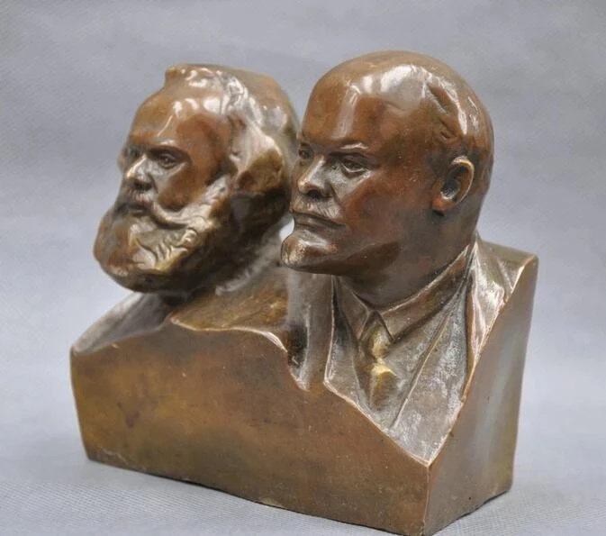 Медная статуя Бюст великого коммуниста Маркса и Ленина Бронзовая статуя