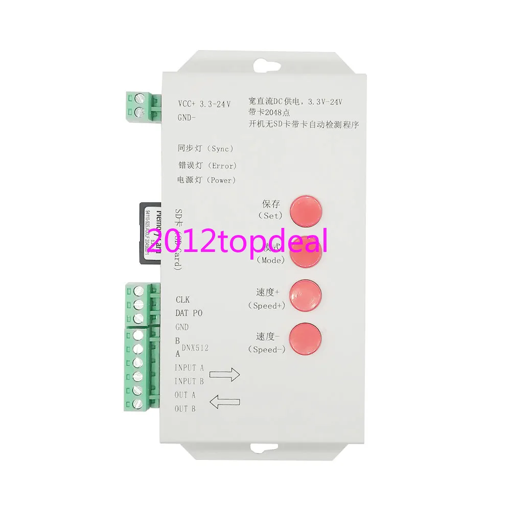 T1000S SD-карта WS2801 WS2811 WS2812B LPD6803 Светодиодный Контроллер 2048 Пикселей DC5 ~ 24V T-1000S RGB светодиодный Контроллер