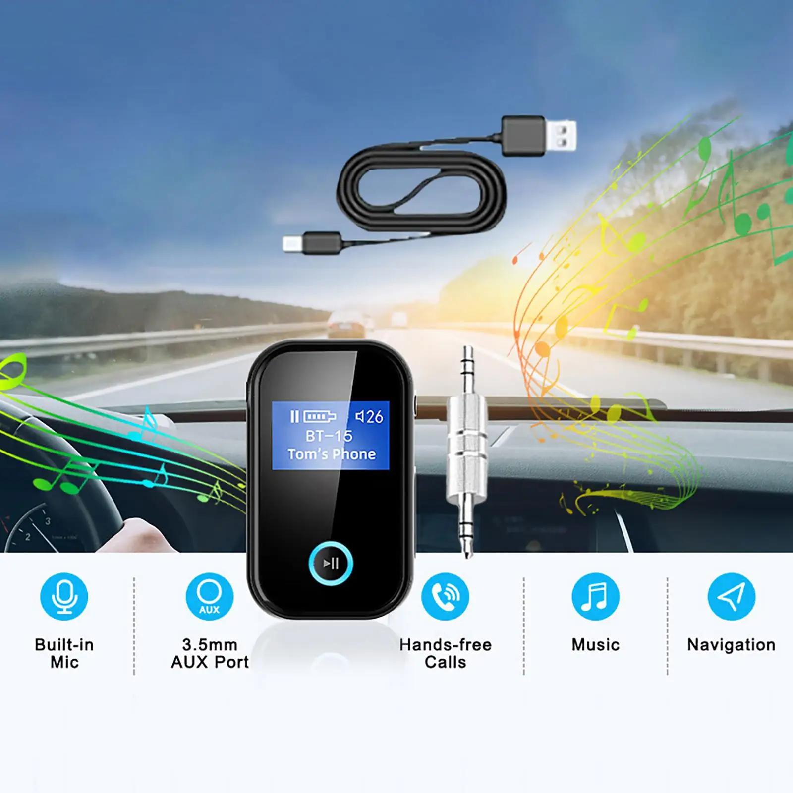 Автомобильный приемник Bluetooth 5.0 Для домашнего Аудио Громкой связи