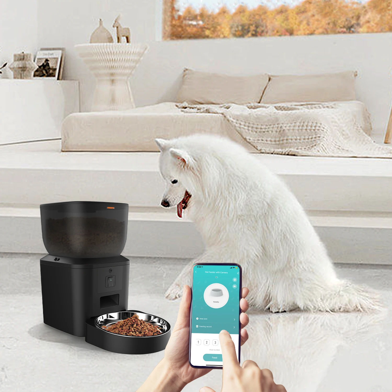 Умная кормушка для домашних животных Tuya с камерой 4л Wi-Fi, диспенсер для корма для кошек и собак, видео Автоматическая кормушка с приложением 