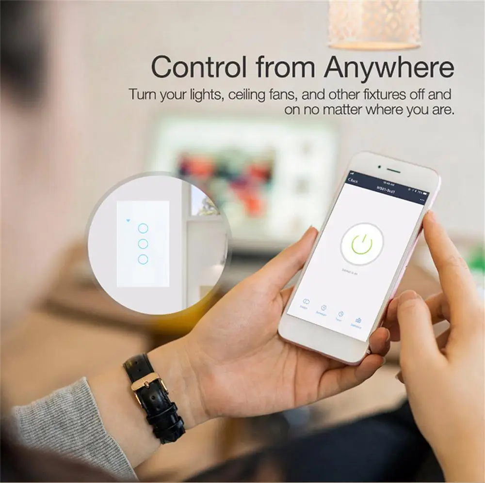 TUYA 1/2/3/4 Gang US WiFi Умный выключатель света, Сенсорное приложение Smart Life с дистанционным управлением Работает с Alexa Google Home Яндекс Алиса