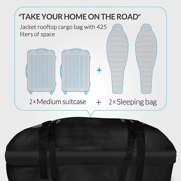 600D Водонепроницаемая сумка из ткани Оксфорд, багажник на крышу автомобиля, Универсальная багажная сумка для путешествий, коробка для хранения в кемпинге, Утолщенная версия