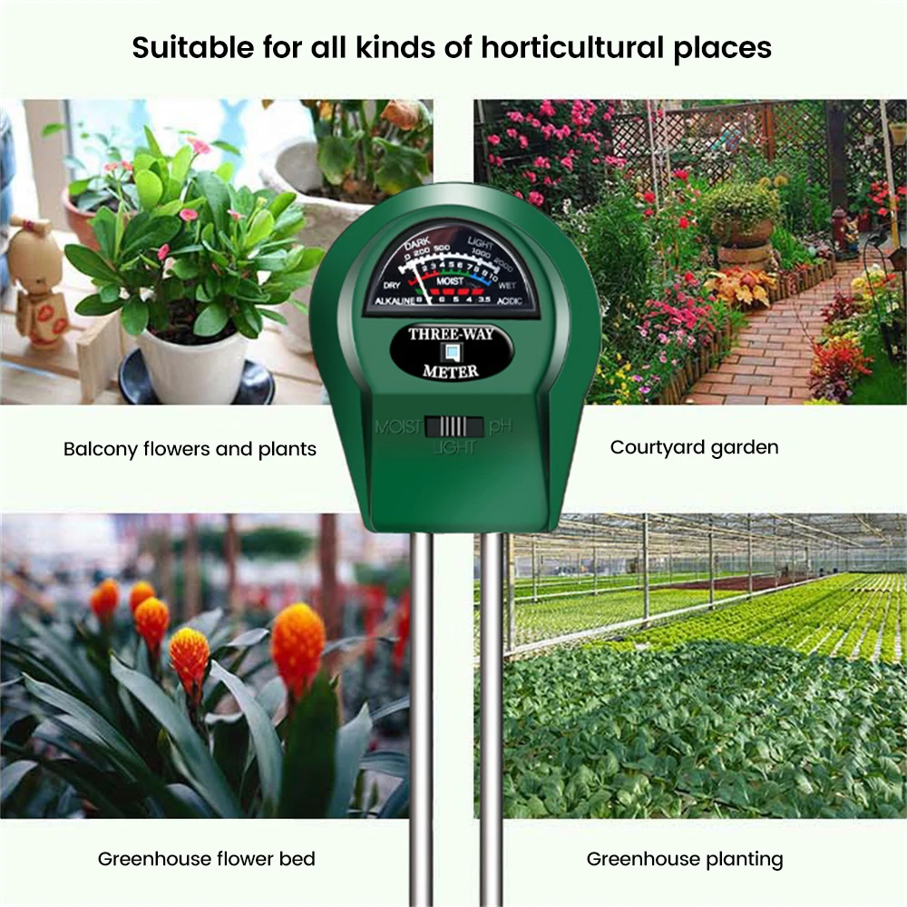 Измеритель влажности растений 3-в-1, световой тестер PH для сада, газона, фермы, в помещении и на открытом воздухе, способствующий здоровому росту растений