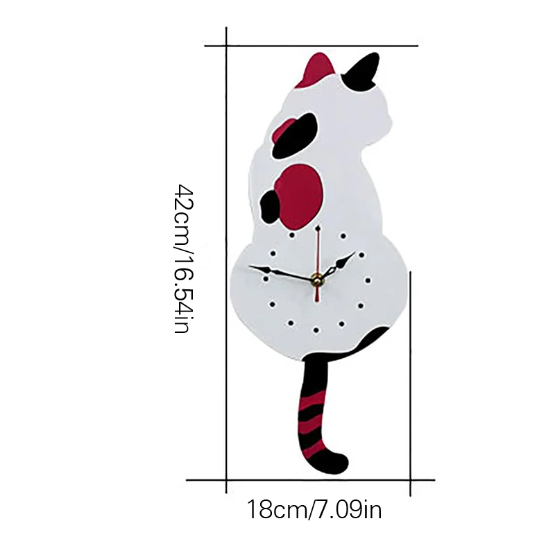 Креативные настенные часы с маятником в форме кошки, декоративные акриловые настенные часы с поворотным хвостом, домашний декор, бесшумный сканирующий механизм Puo88