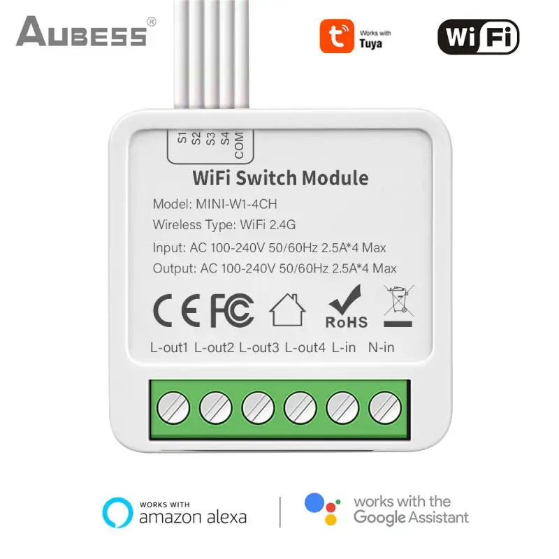 Tuya Wifi/Zigbee 16A Mini Smart Switch 1/2/3/4 Группы Поддерживает двустороннее Управление с Smart Life Alexa Google Home Яндекс Алиса